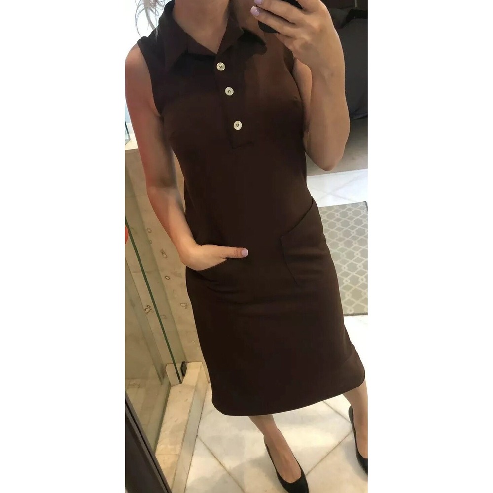 Dolce & Gabbana D&G Vintage Brown Viscose Mod Midi Dress IT 42 Small